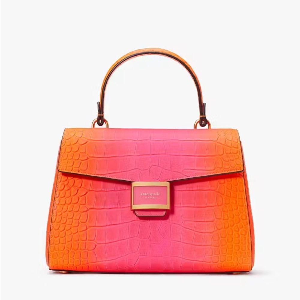 Kate Spade Pink and Orange Satchel with Croc-Embossed Texture